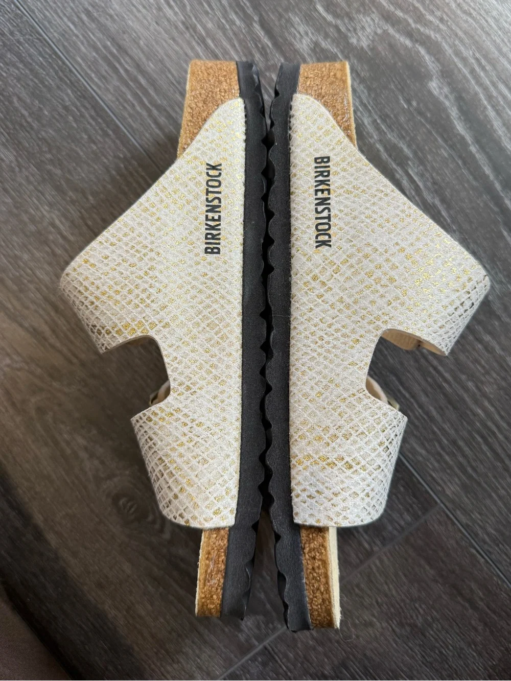NWOB Birkenstock Arizona Shiny Python Sandals – Eggshell/Gold - 37